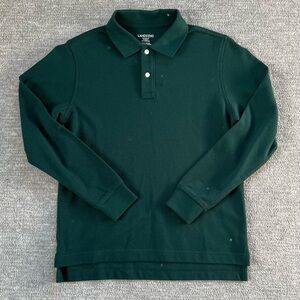 Lands’ End Preppy Dark Green Long Sleeve Polo Shirt